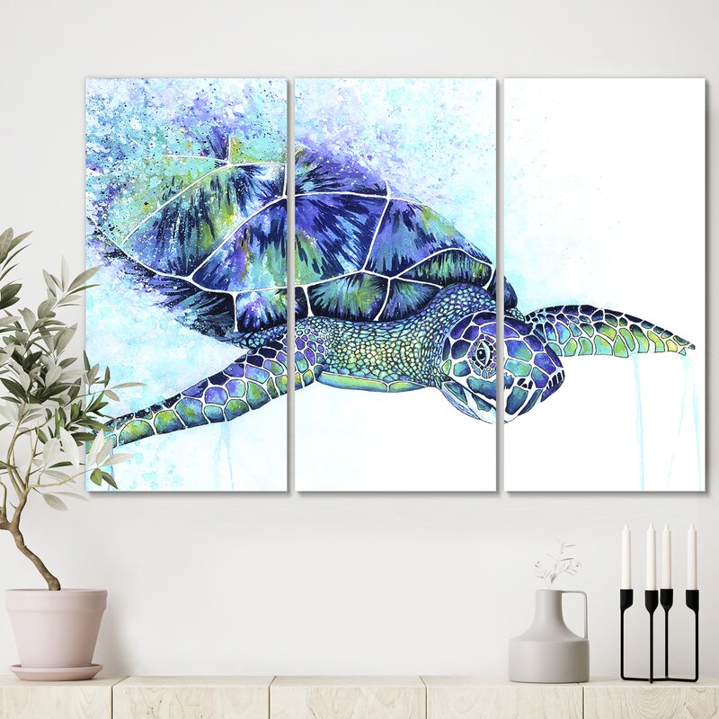 Sea Turtle - 3 Piece Wrapped Canvas Painting