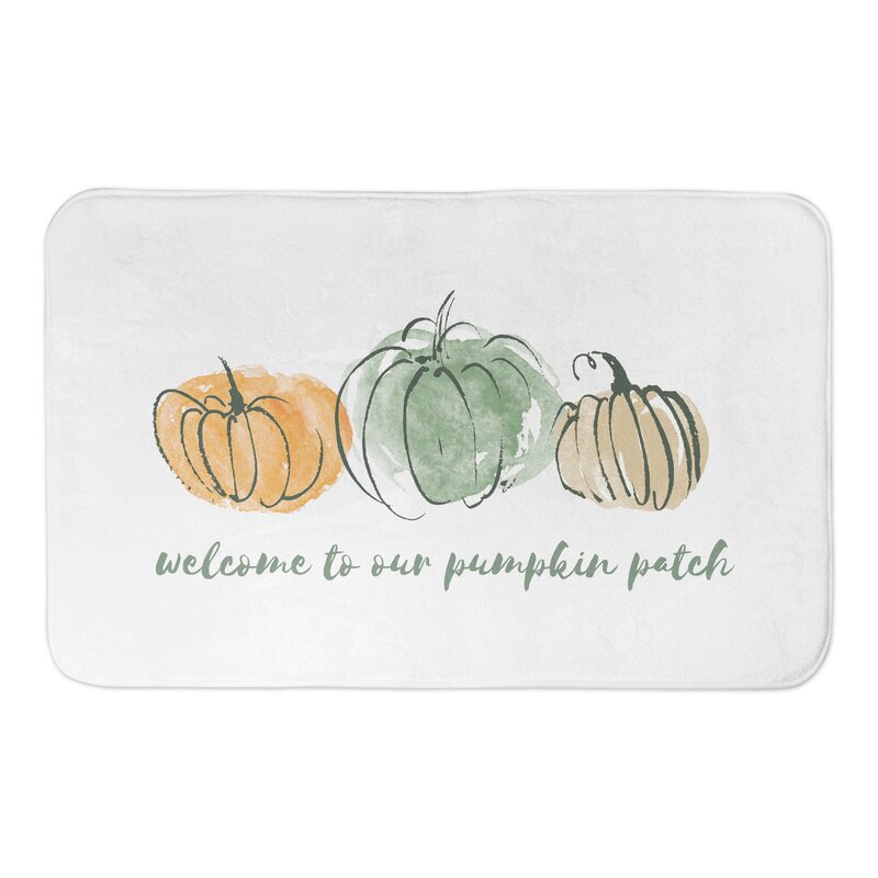 Mccully Welcome to Our Pumpkin Patch Rectangle Non-Slip Bath Rug