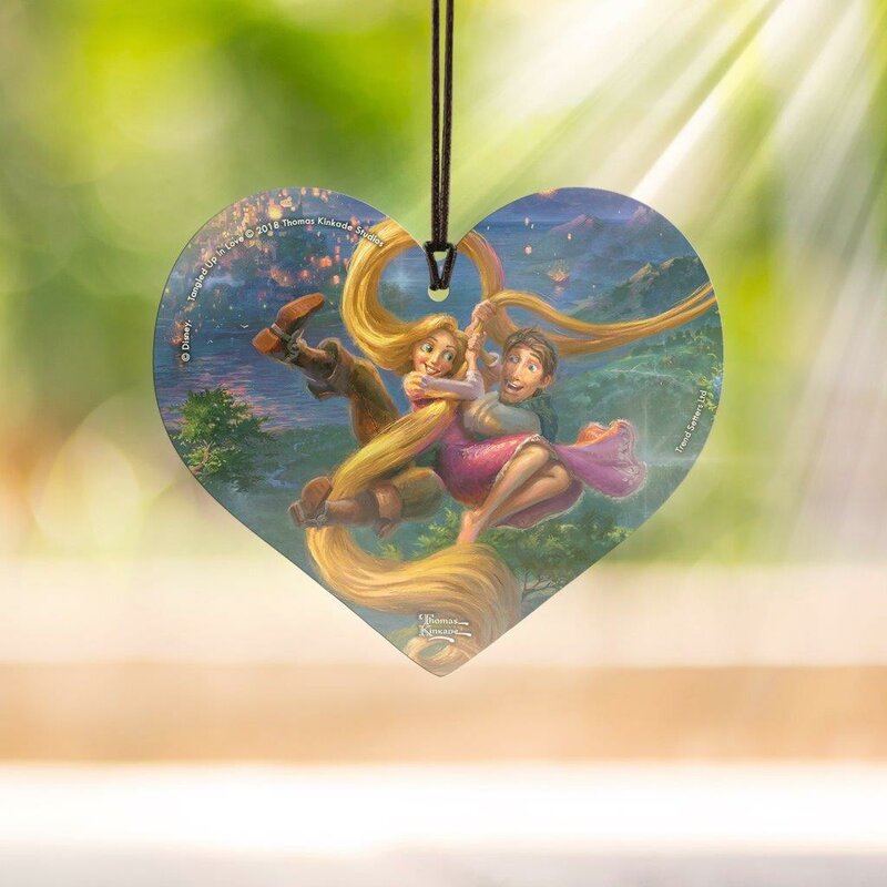 Disney Tangled Rapunzel and Flynn Tangled Up in Love Thomas Kinkade Hanging Acrylic Print Holiday Shaped Decoration