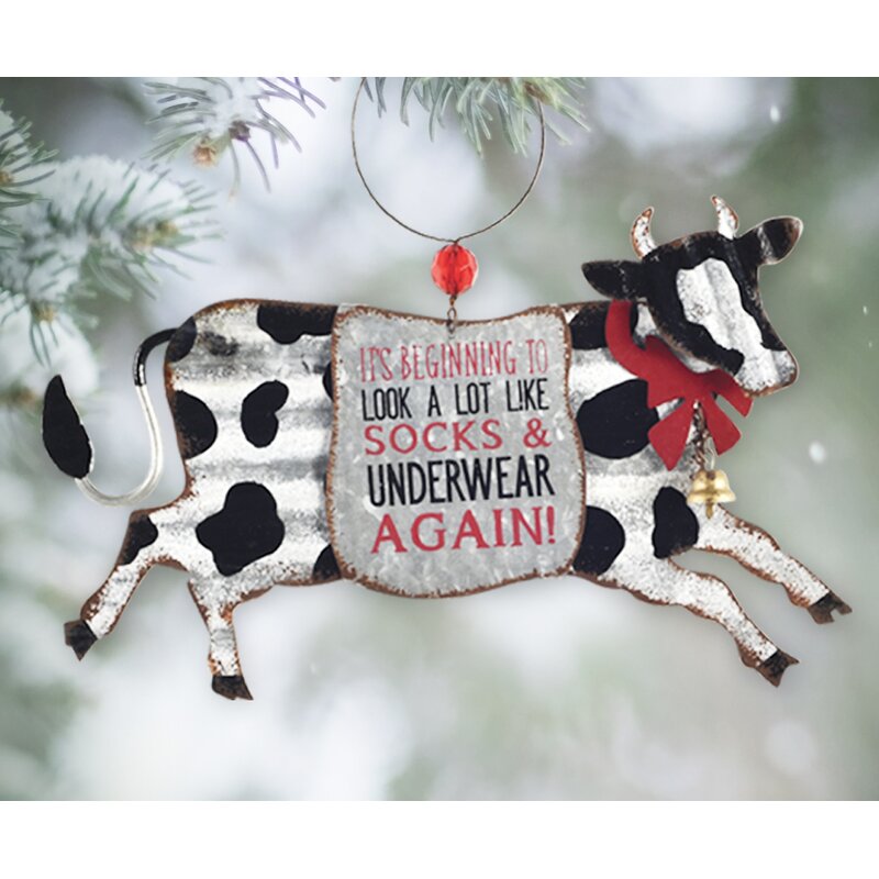 Cow Holiday Shaped Ornament (Set of 2)