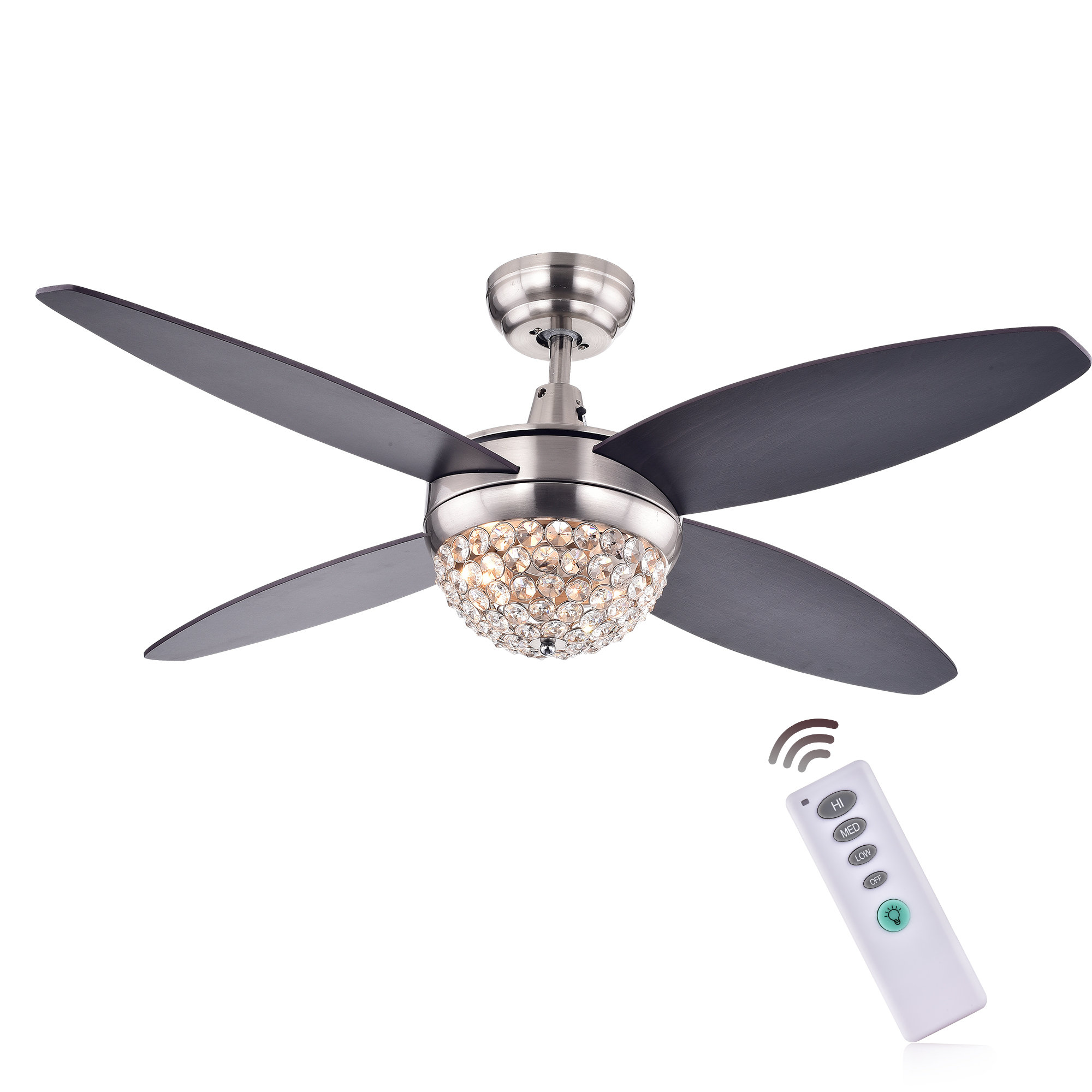 Rosdorf Park 52 Aurora 2 Light Wood Crystal 4 Blade Ceiling Fan