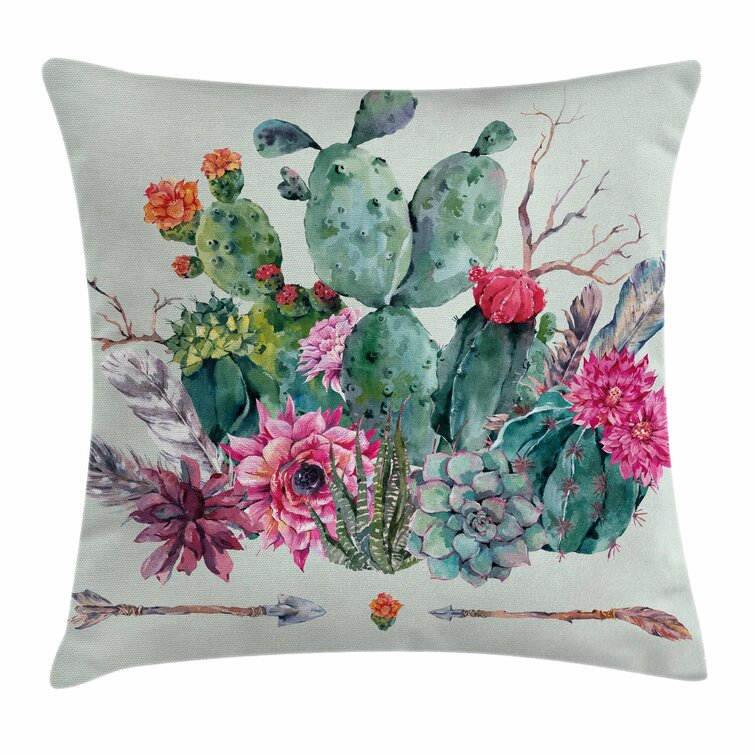 Striped cactus shaped pillow Prickly cactus spine print