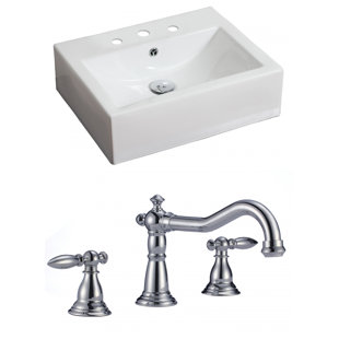 Go to store & view more images American Imaginations Ceramic Rectangular Vessel Bathroom Sink with Faucet and Overflow