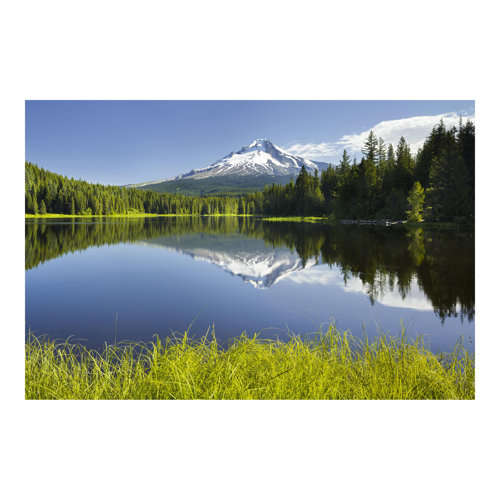 Volcano with Water Reflection 2.25m x 3.36m Textured Matte Peel & Stick Wall Mural East Urban Home