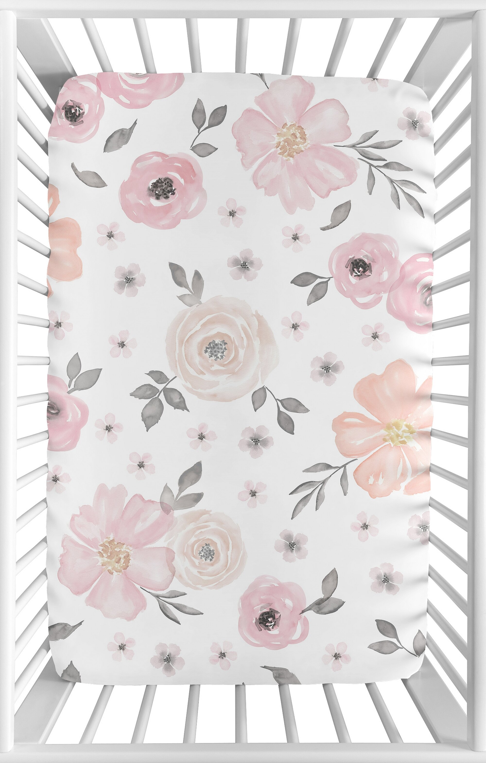 watercolor floral crib sheet