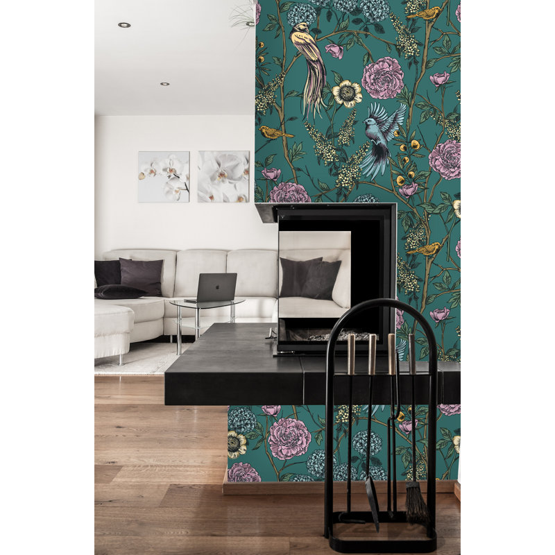 World Menagerie Nautilus Removable Vintage Floral Birds 4 17 L X 25 W Peel And Stick Wallpaper Roll Wayfair
