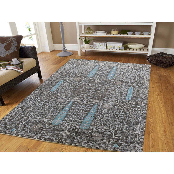 Canora Grey One Of A Kind Jamal Cypress Tree Hand Knotted 4 2 X 6 Wool Silk Gray Area Rug Wayfair