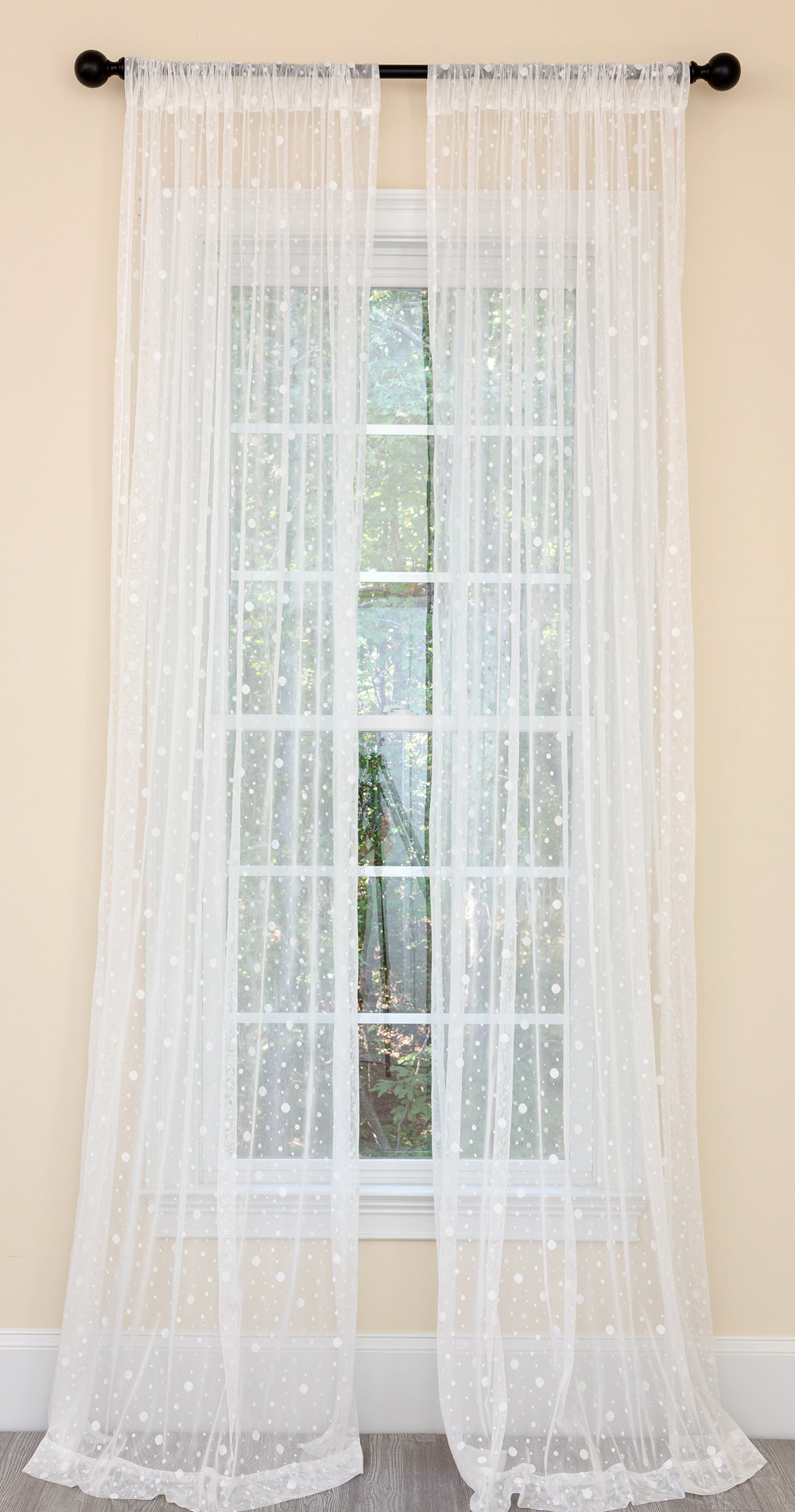 Red Barrel Studio Borba Snow Polka Dot Sheer Rod Pocket Curtain