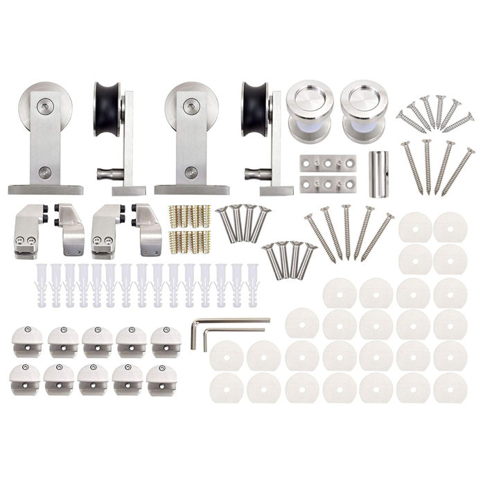 Stainless Steel Standard Double Sliding Barn Door Hardware Kit Stainless Steel Standard Double Sliding Barn Door Hardware Kit