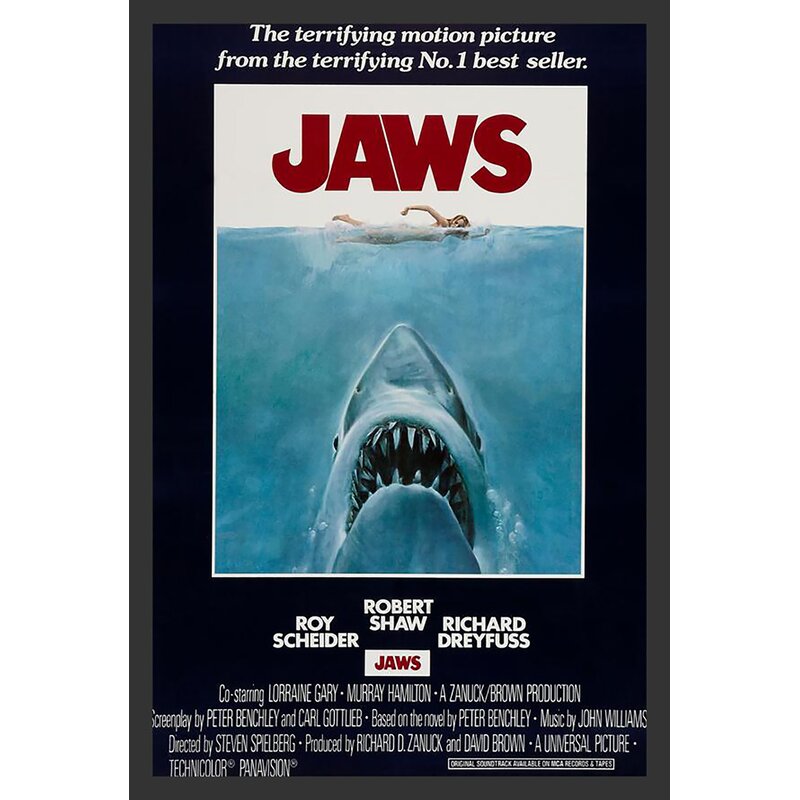 Buy Art For Less Jaws Movie Poster Framed Vintage Advertisement Reviews Wayfair