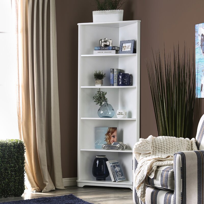 white corner bookshelf for nursery