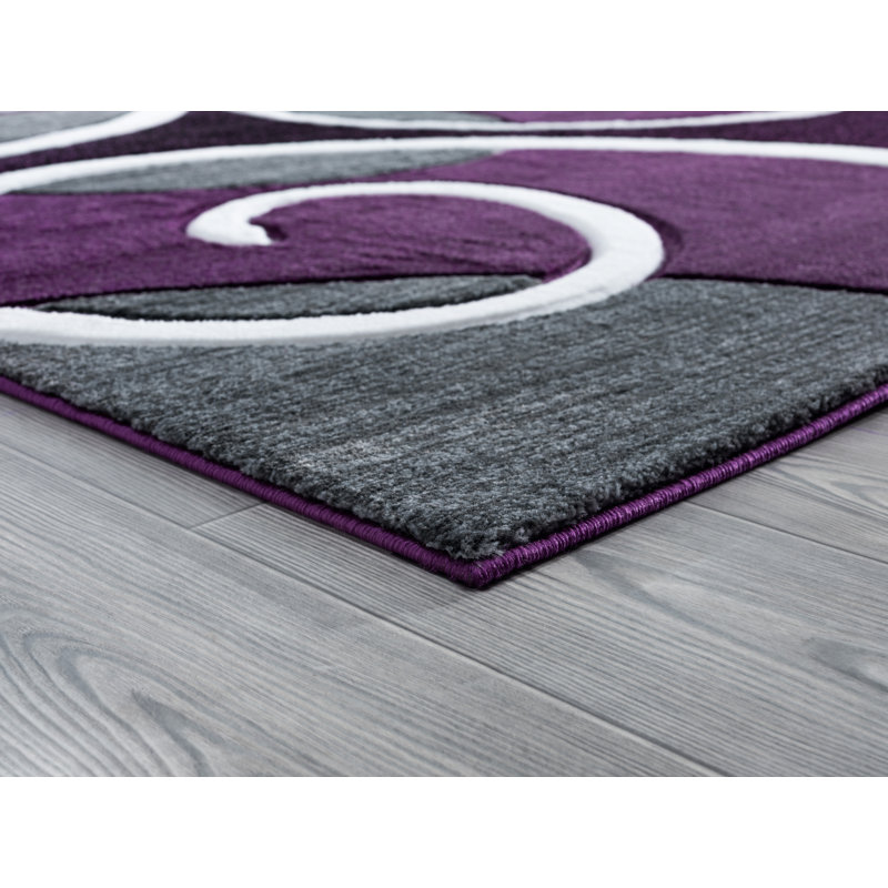 Orren Ellis Zabala Plum Gray Area Rug Wayfair