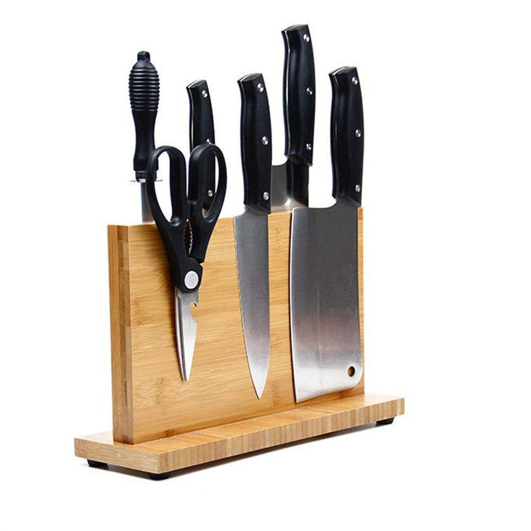 Kitchen Knife Block Magnetic Knife Holder 12 Inch Knife Block Knife Dock  Wooden Knife Stand Bamboo Knife Block Storage Rack Scissor Holder Large ...