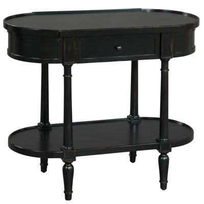 Ant Blk Oval Chair Side Tbl Hekman