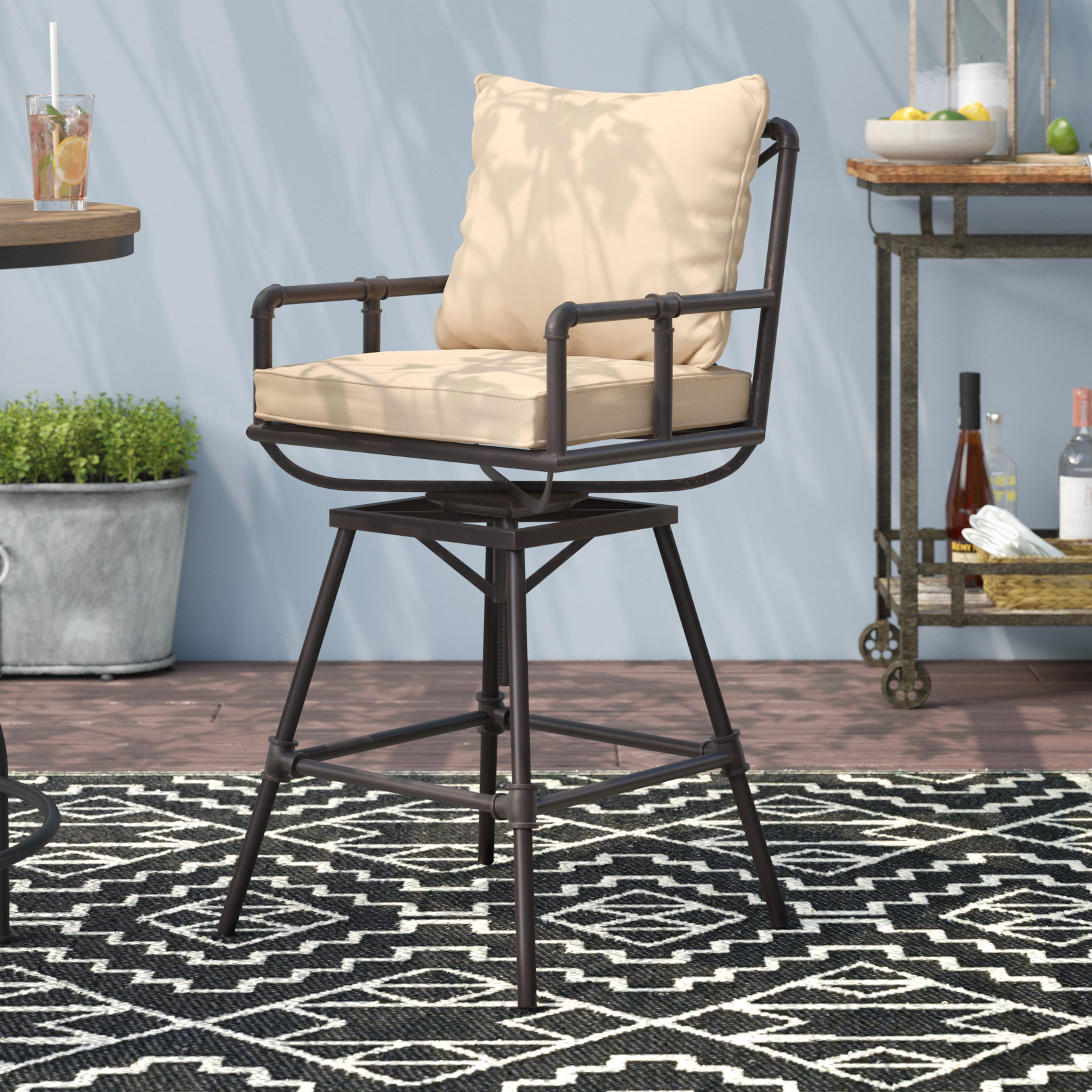 4 Legs Iron Leg Home Furniture Helpful American Style Modern Luxury Upholstered Mushrooms Footstool Round Fabric Covered Stool