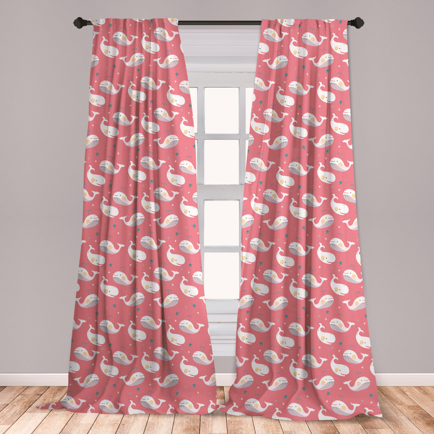 East Urban Home Ambesonne Whale Window Curtains