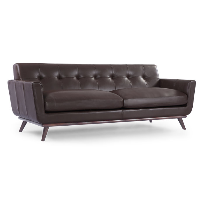 Corrigan Studio Luther Mid Century Modern Vintage Leather Sofa Luther Mid Century Modern Vintage Leather Sofa