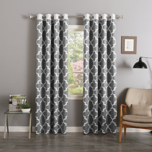 Lakeview Geometric Room Darkening Grommet Curtain Panels (Set of 2)