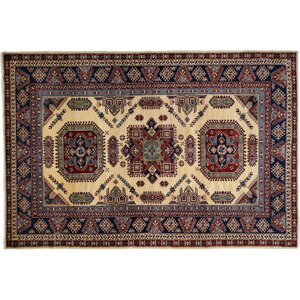 One-of-a-Kind Shirvan Hand-Knotted Ivory/Blue Area Rug