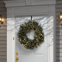 LED Cosmic Lights Pre-Lit Frosted Colonial Fir Artificial Christmas Wreath 30-Inch