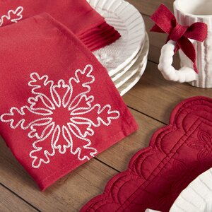 Snowy Noel Embroidered Snowflake Christmas Napkin (Set of 4)