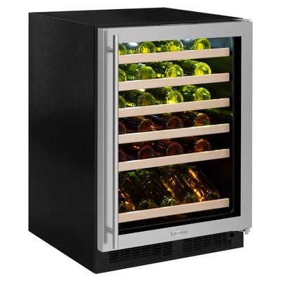 Marvel 45 Bottle High-Efficiency Single Zone Built-In Wine Cooler Finish: Stainless Steel, Hinge Location: Right
