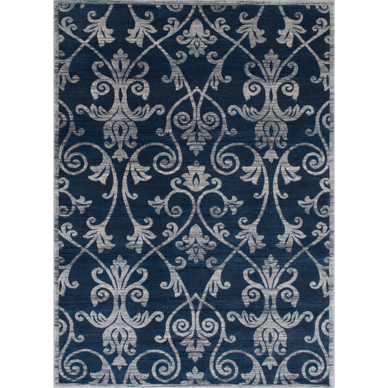 Darby Home Co Audric Contemporary Floral Thunder Blue Area Rug Wayfair