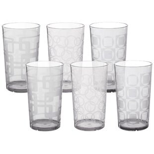 QG Set of 6 Clear Acrylic Plastic BPA-Free Drinking Beer Glass Juice Cup 19 oz. 