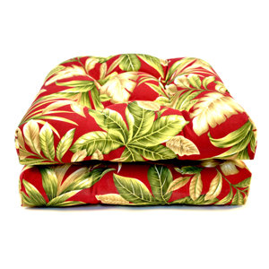 Tropical Wicker Outdoor Dining Chair Cushion (Set of 2)
