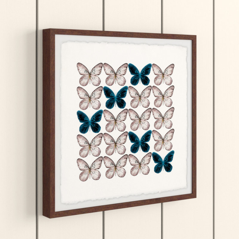 Grovelane Butterfly Pattern Framed Watercolor Painting Print