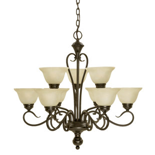 Go to store & view more images Birchview 9-Light Shaded Chandelier by Fleur De Lis Living