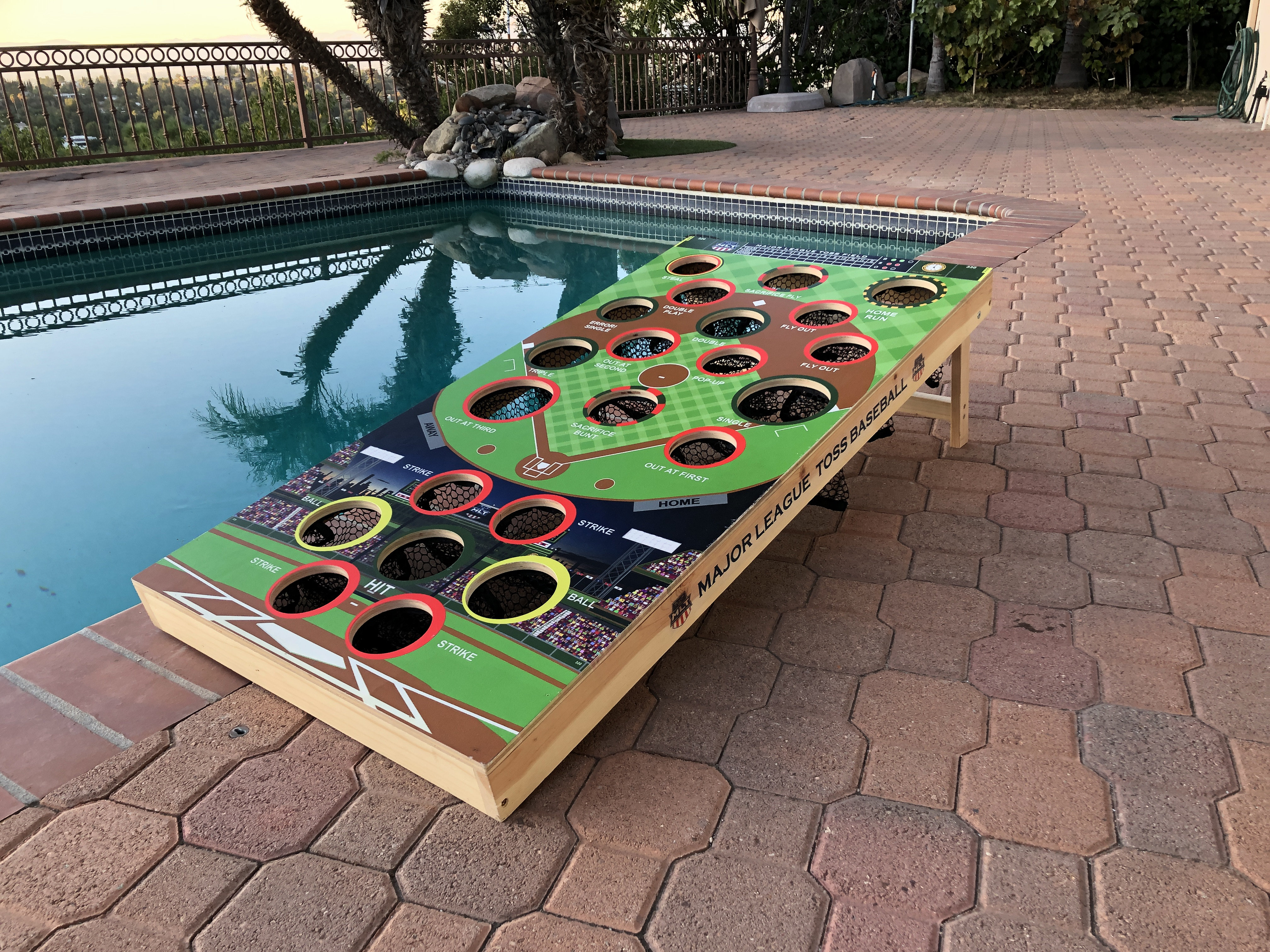 Deep Shot 23.5" x 47.5" Baseball Bean Bag Toss Game Solid Wood Cornhole Set  with Carrying Case & Reviews | Wayfair