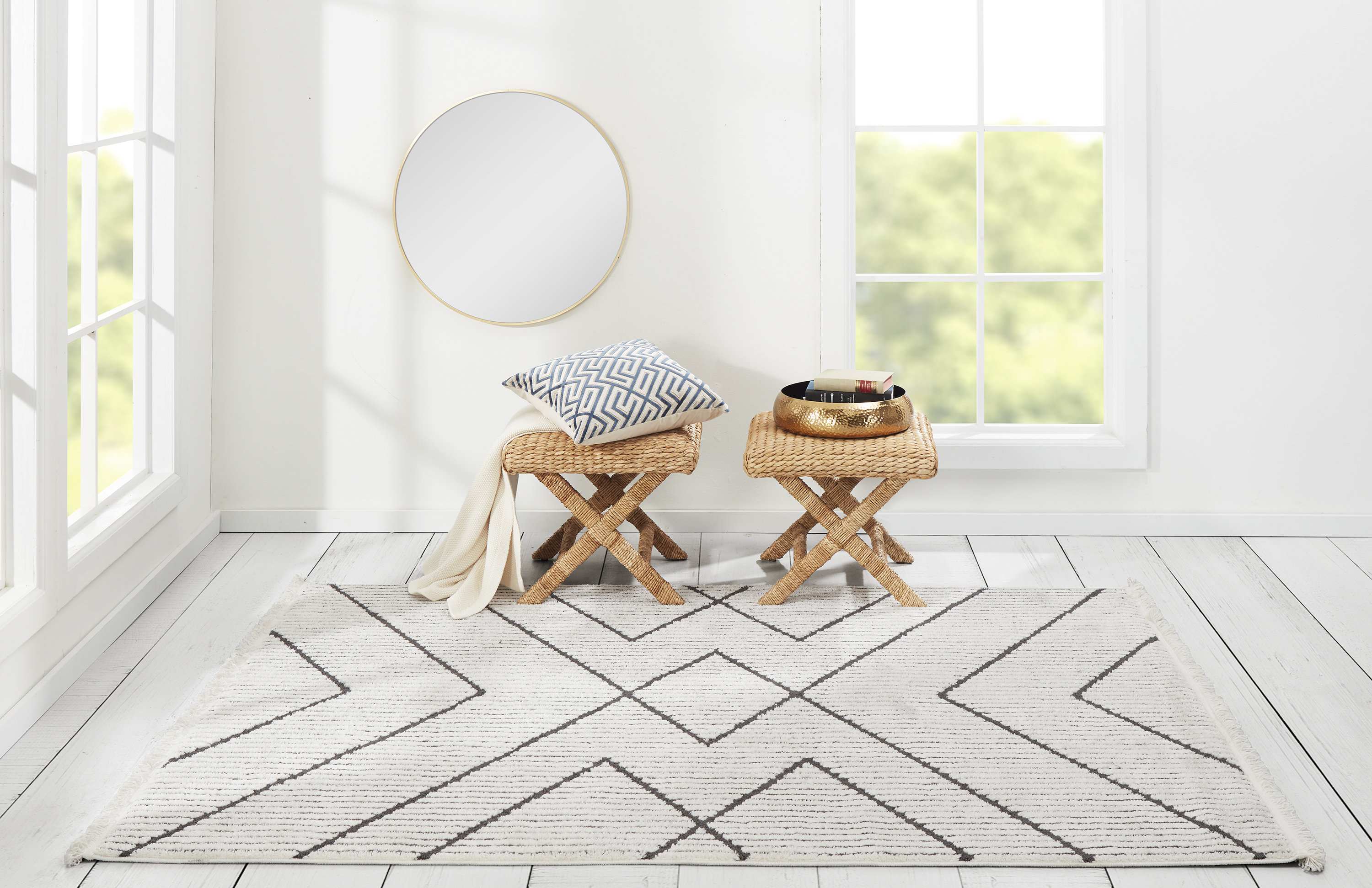 Allmodern Adolfa Power Loom Charcoal Ivory Rug Reviews Wayfair