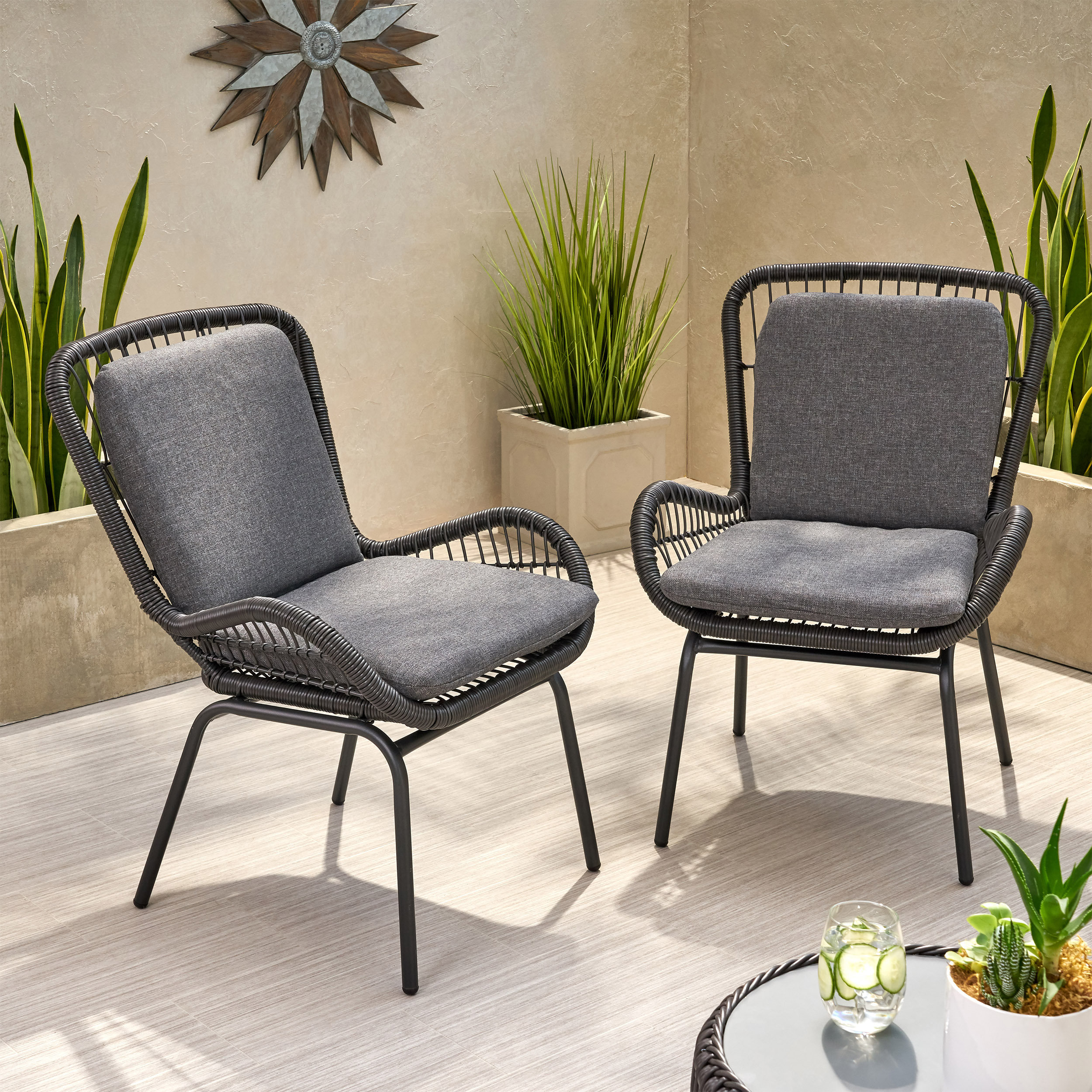 Bungalow Rose Cofer Outdoor Wicker Club Patio Chair With Cushions Bungalow Rose Cofer Outdoor Wicker Club