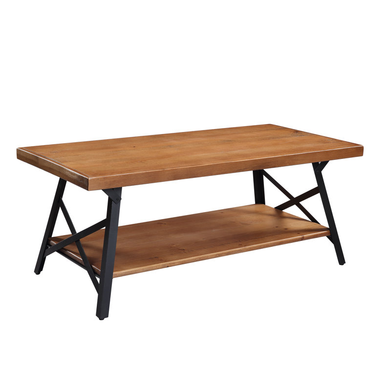 Gracie Oaks 43 Metal Legs Rustic Coffee Table Solid Wood Tabletop Wayfair