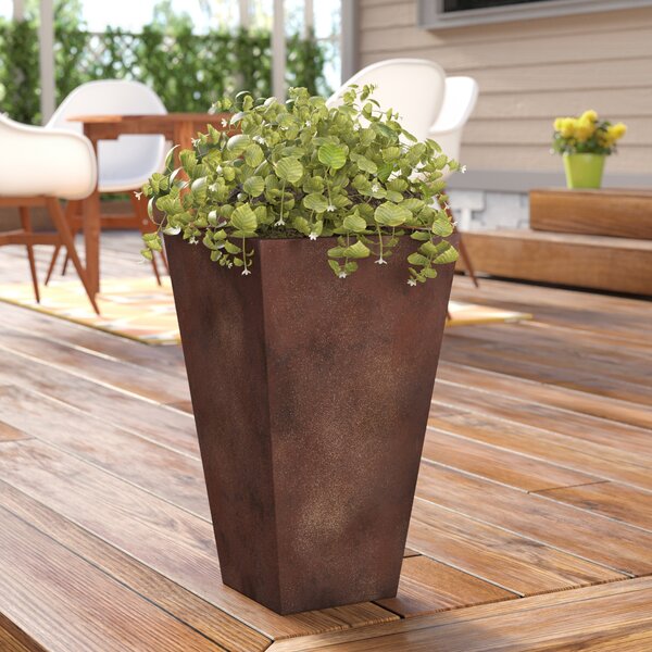 Wrought Studio Cowles Tall Angled Fiber Clay Pot Planter | Wayfair