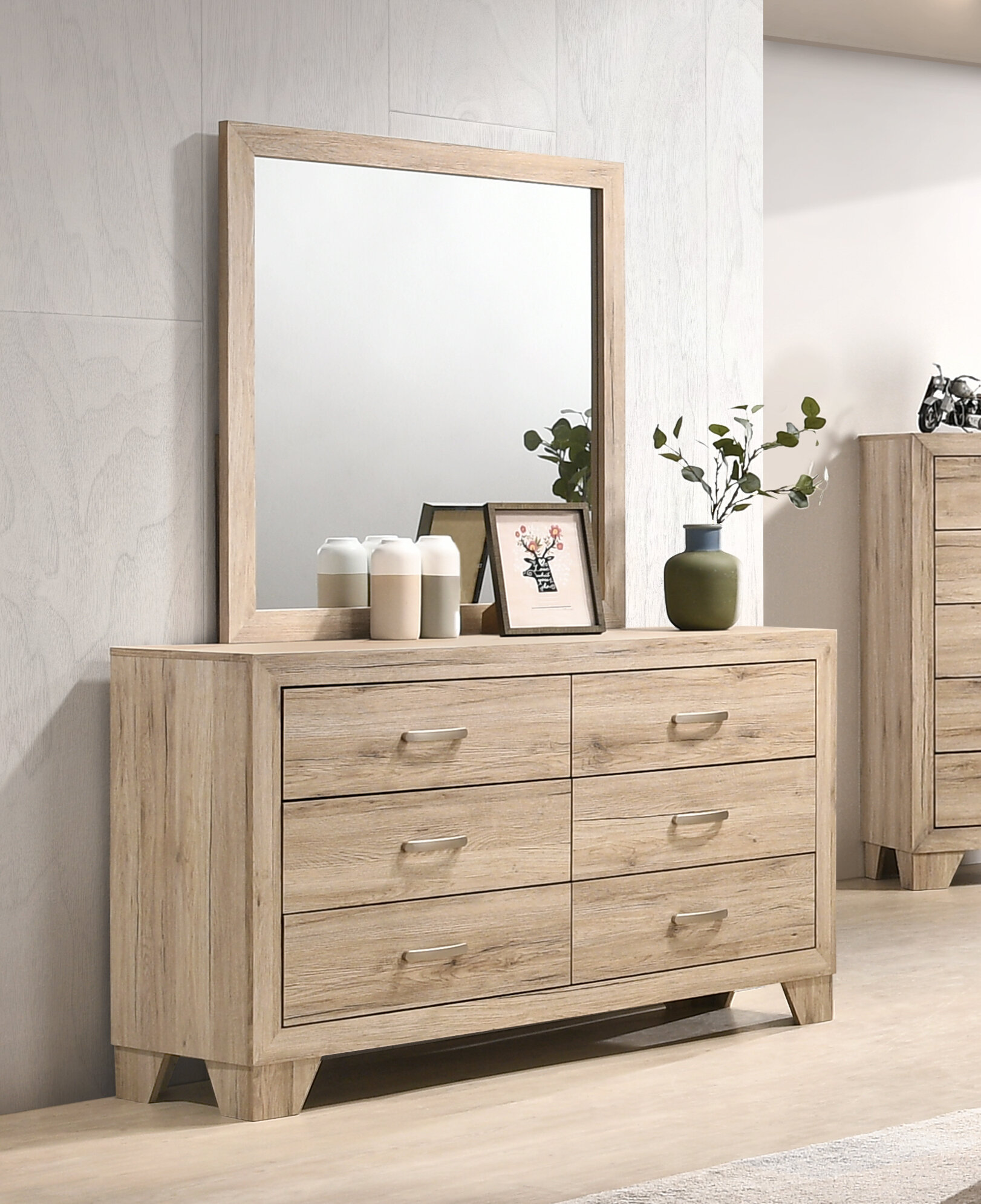 Millwood Pines Jaziel 6 Drawer Double Dresser With Mirror Wayfair