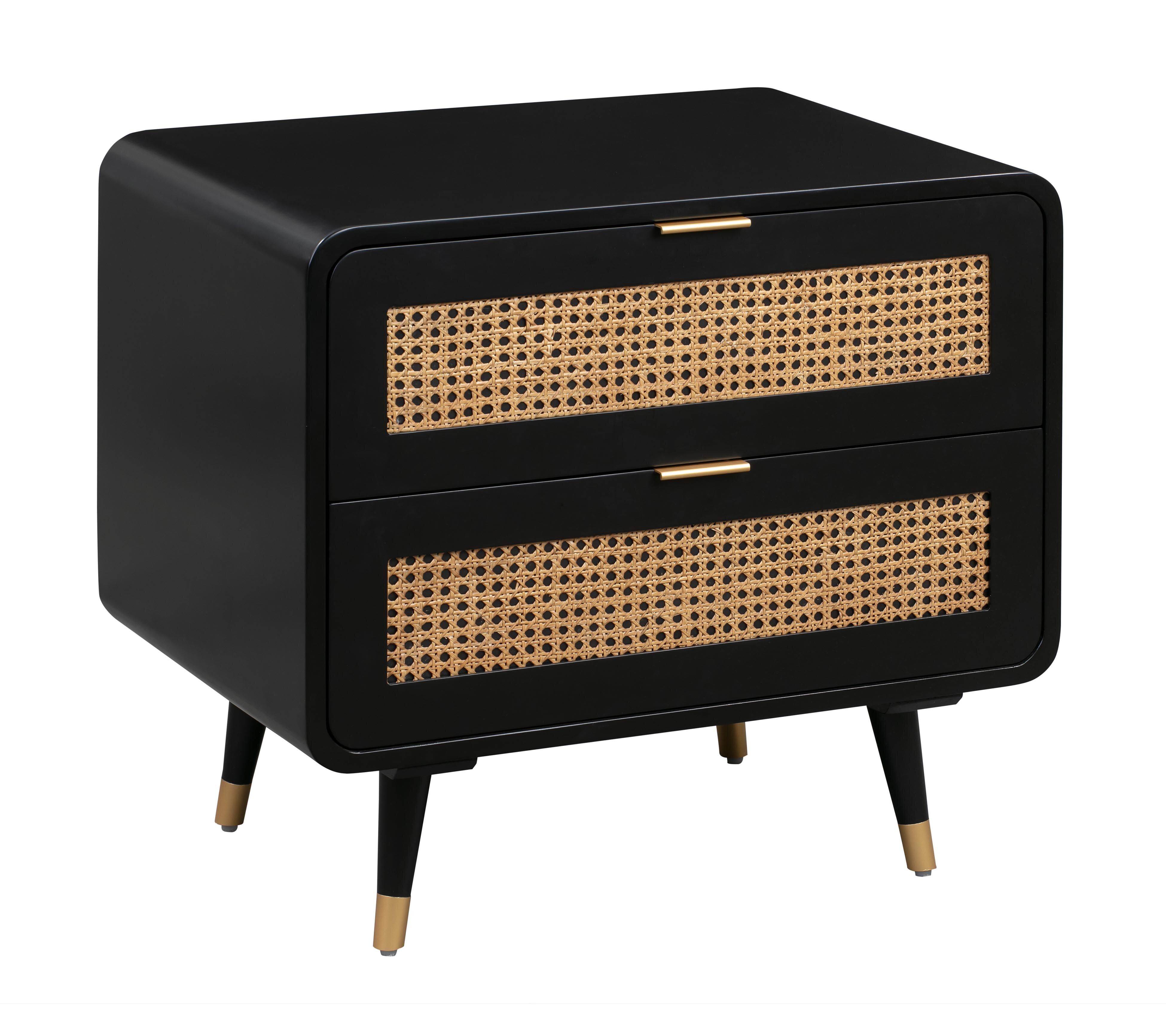 Hibbert 2 Drawers Solid Wood Nightstand In Black Allmodern