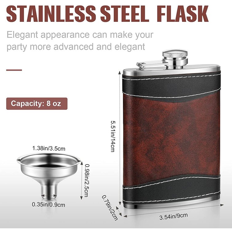 6 Hip Flask 5 7 & 8 oz Stainless Steel Pocket Alcohol Drink Whisky Vodka Shots 