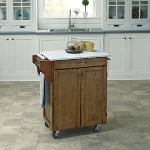 Savorey Kitchen Cart with Quartz Top b..