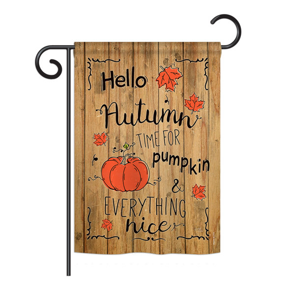 Breeze Decor Hello Autumn Time For Pumpkin Fall 2 Sided Polyester 18 X 13 In Garden Flag