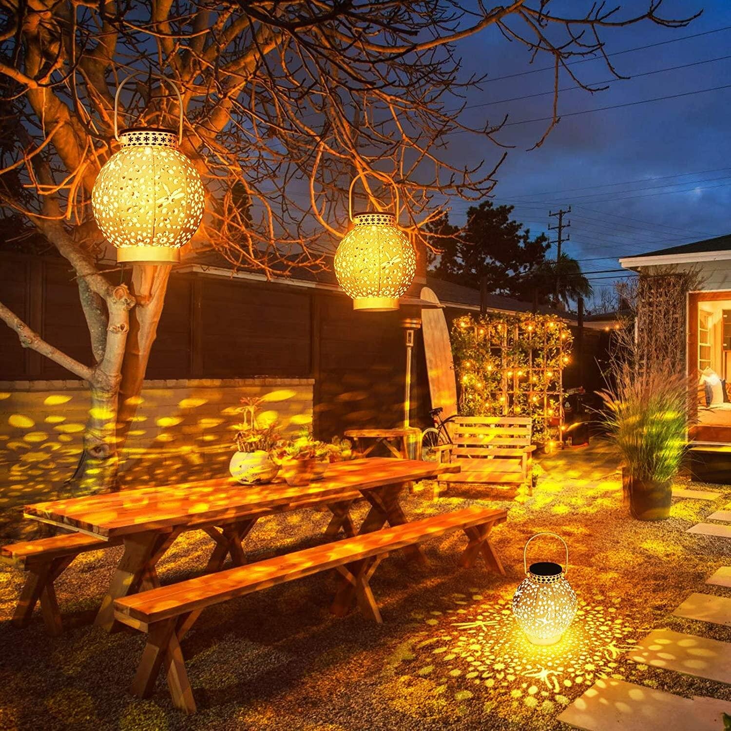 Solar Power LED Lantern Outdoor Garden Hanging Lamp Lawn Landscape Light NIGH 
