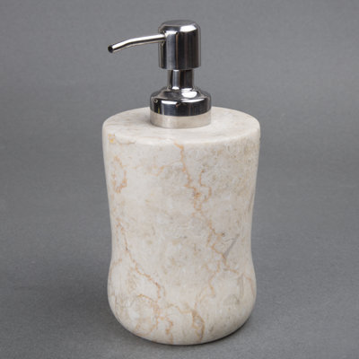 Degarmo Natural Marble Soap Dispenser Handcrafted Beige Marble Lotion Pump Bottle with Stainless Steel Pump for Bathroom or Kitchen Sink
