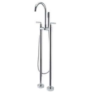 HelixBath Sutherland Modern Double Handle Floor Mount Tub Filler