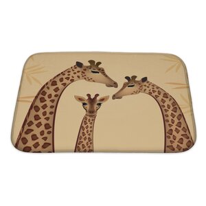 Animals Giraffes Family Bath Rug