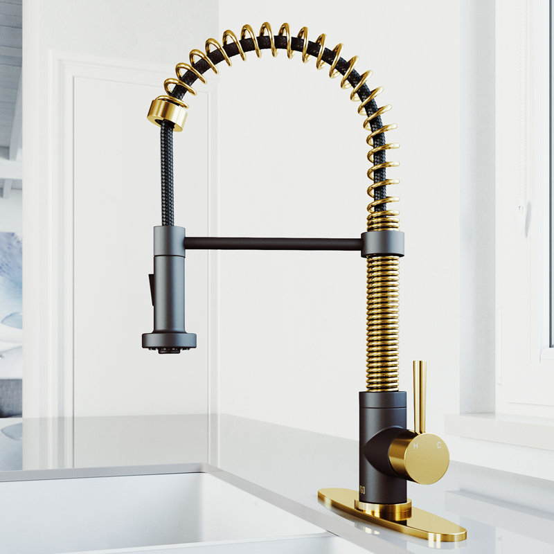 Vigo Edison Pull Down Single Handle Kitchen Faucet With Deck Plate Reviews Wayfair