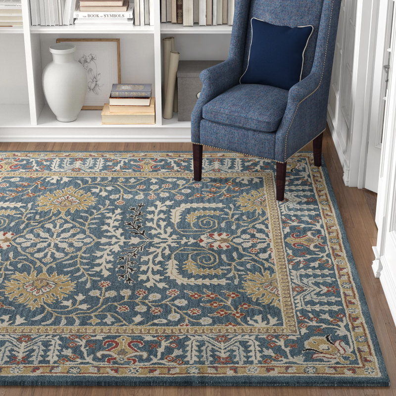 Three Posts Ashville Handmade Tufted Wool Dark Blue Area Rug Reviews Wayfair