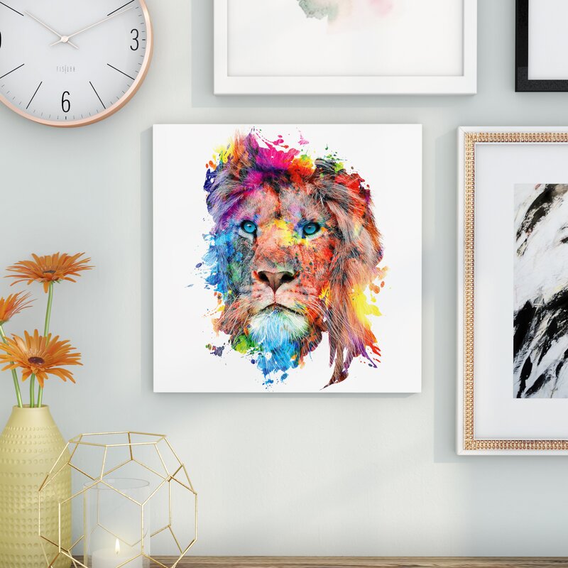 Lion Wall Decorations - 'Lion' Graphic Art Print on Canvas