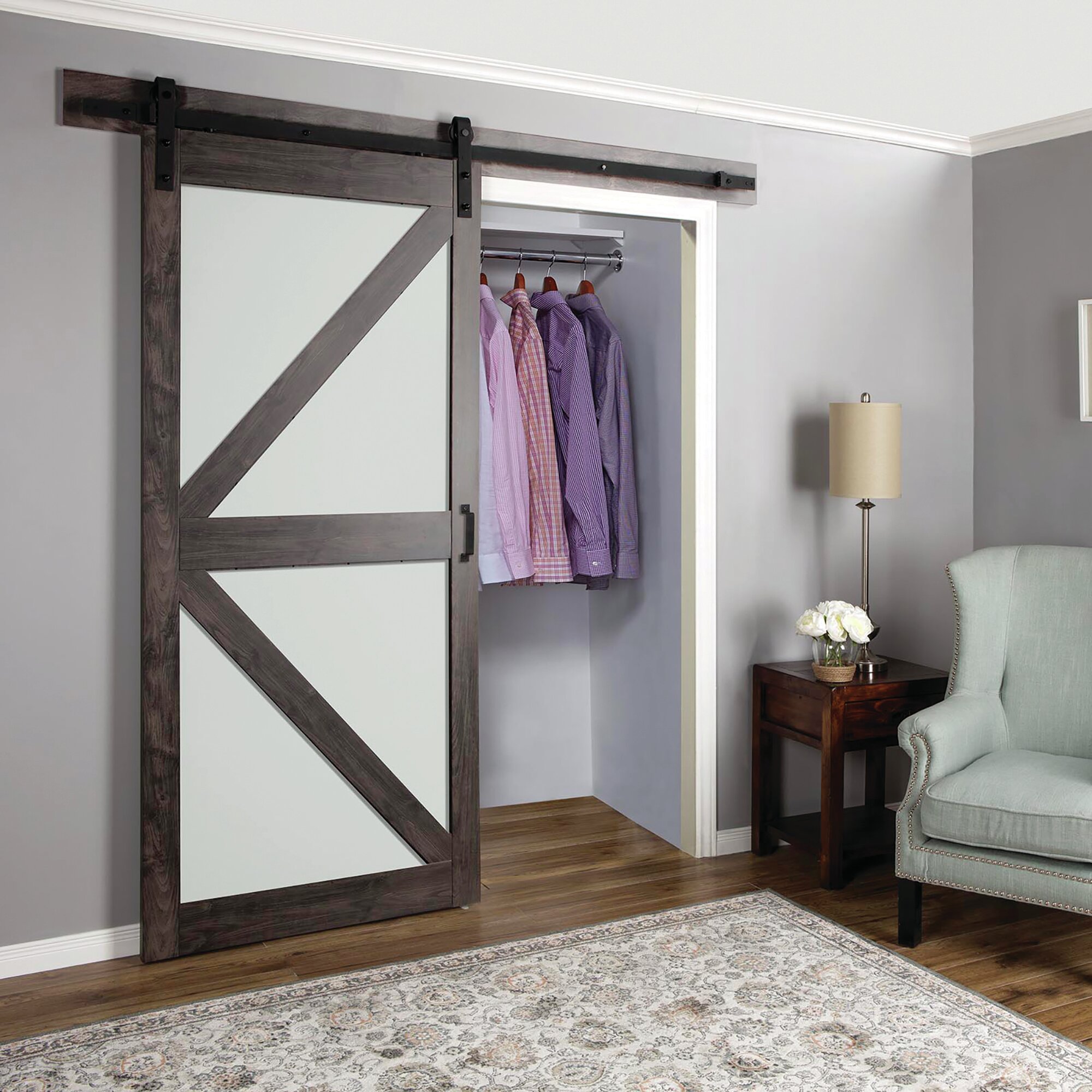 Erias Home Designs Continental Glass Barn Door With
