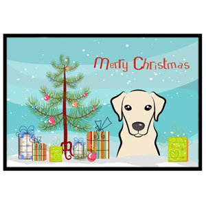 Christmas Tree and Yellow Labrador Doormat